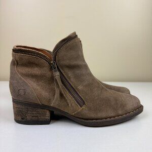 NEW Born Montoro II Heeled Ankle Boots in Taupe Brown Distressed Suede